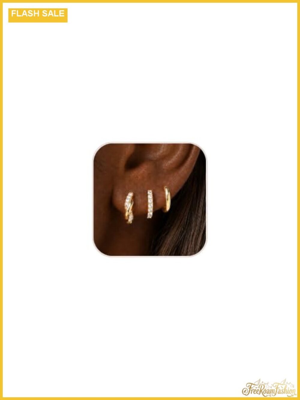3-Piece Gold Plated CZ Huggie Hoop Earrings Set for Women Hypoallergenic